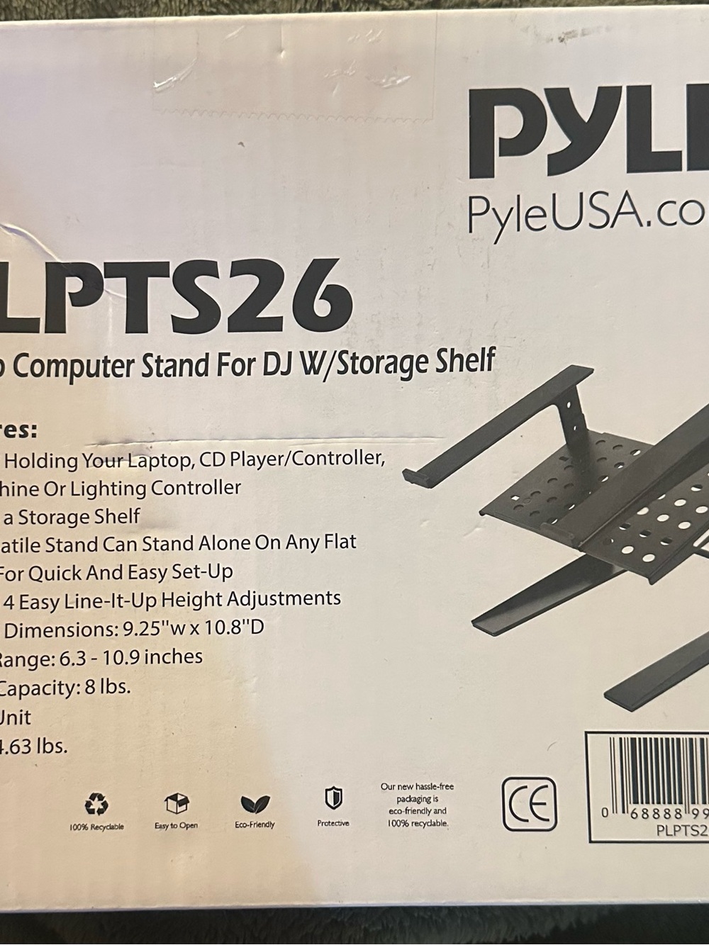Pyle PLPTS26 Laptop Computer Stand DJ w/ Storage Shelf Brand New/Factory Sealed